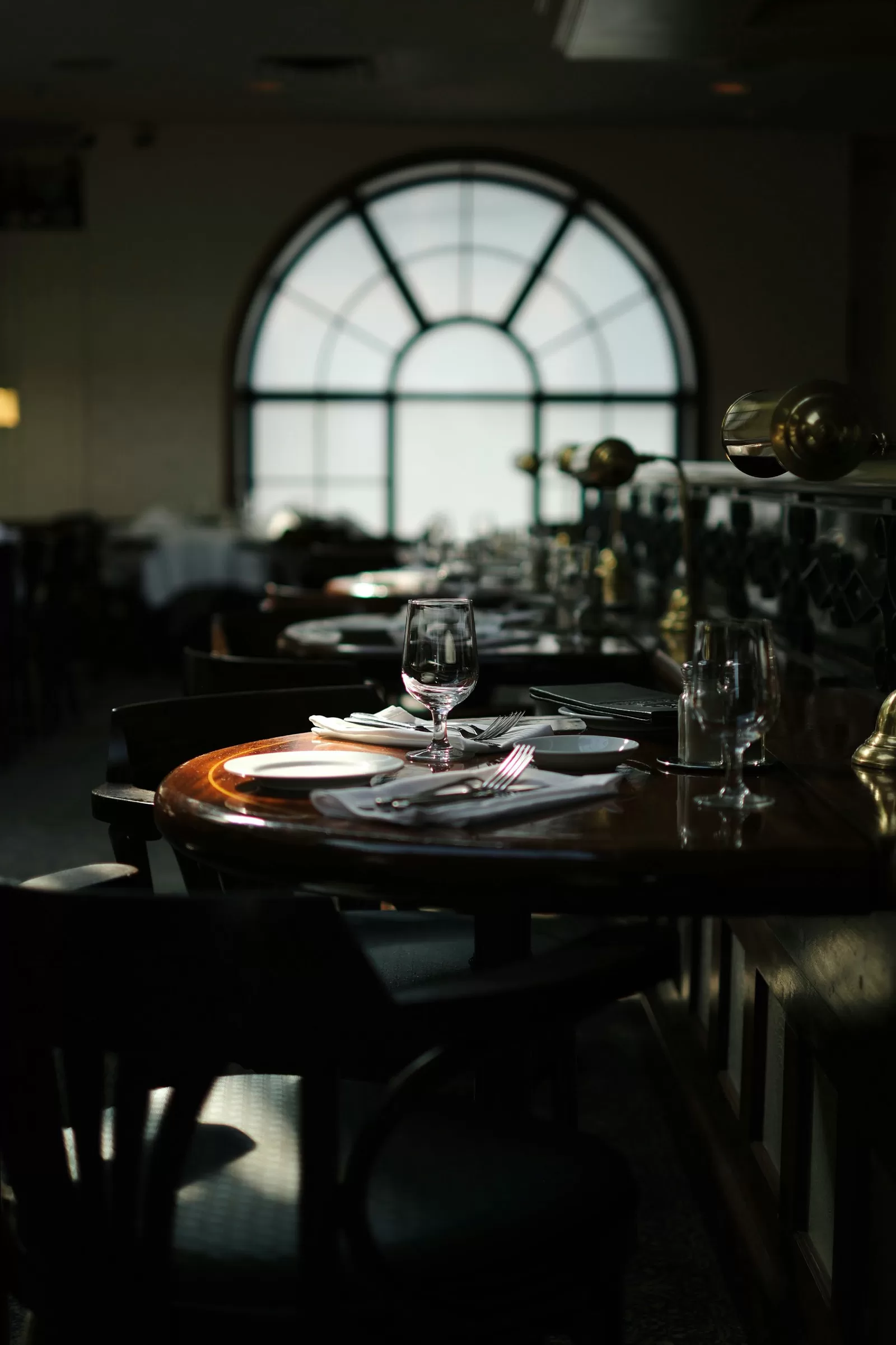 A set table in the Clave dining room